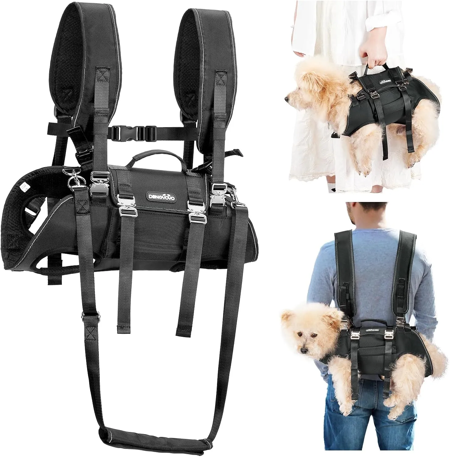 Dog Backpack Carrier for 4.5-7.7 Lbs Small Dogs, Multi-Functional Full Body Dog Carrier Harness for Hiking Cycling, Adjustable Pet Carrier Travel Bag for Puppy