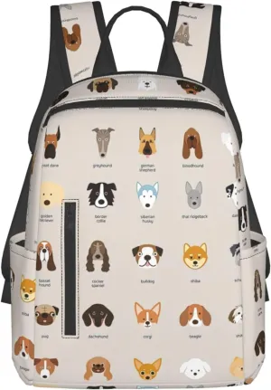 Dog breed Print Lightweight Hiking Backpack Travel Bags Casual Daypacks Unisex Polyester backpacks
