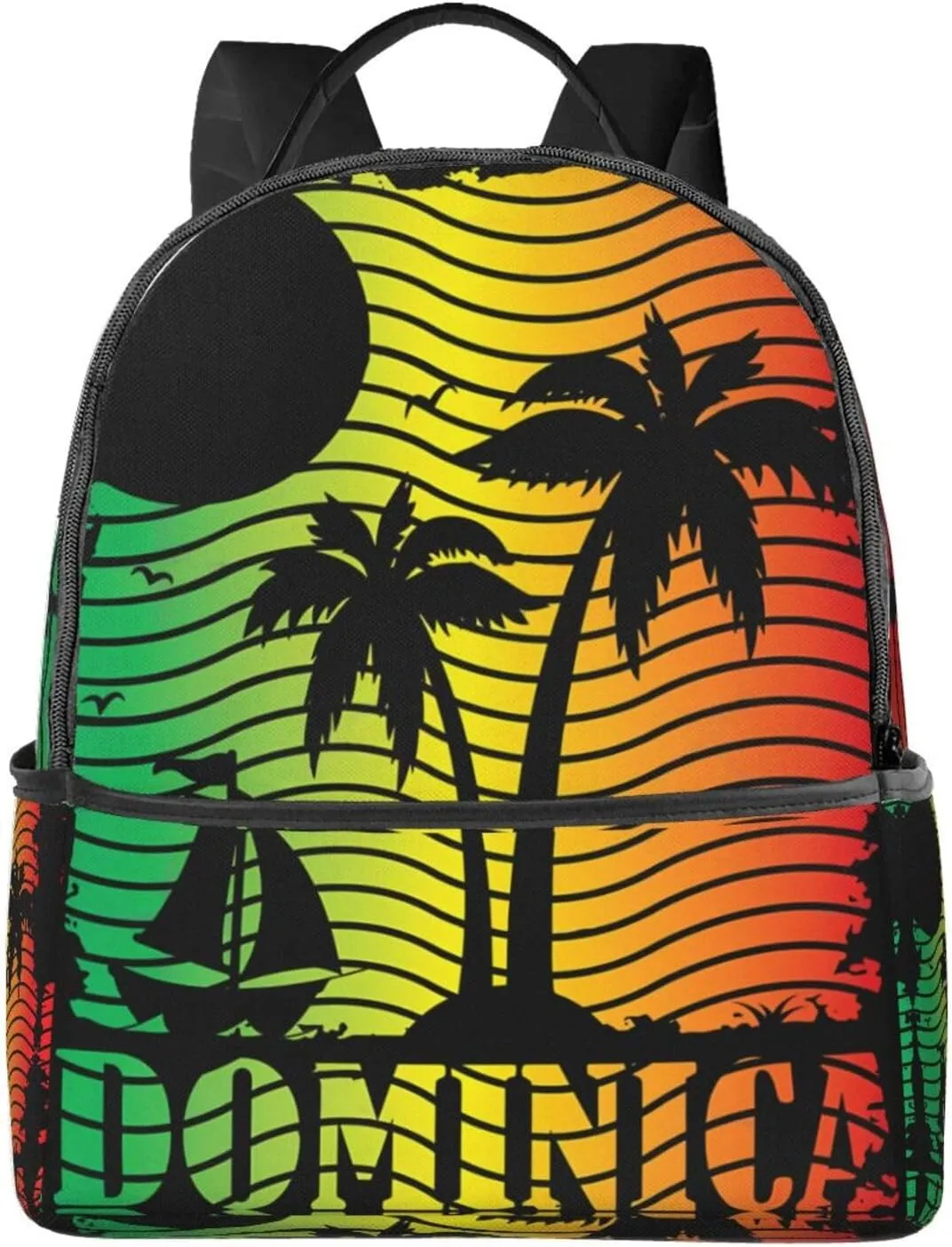 Dominica Island Scene Flag Casual Backpacks Laptop Backpack Carry-on Daypack Sports Travel Rucksack Lightweight Working Bag for Outdoor Hiking Cycling Walking