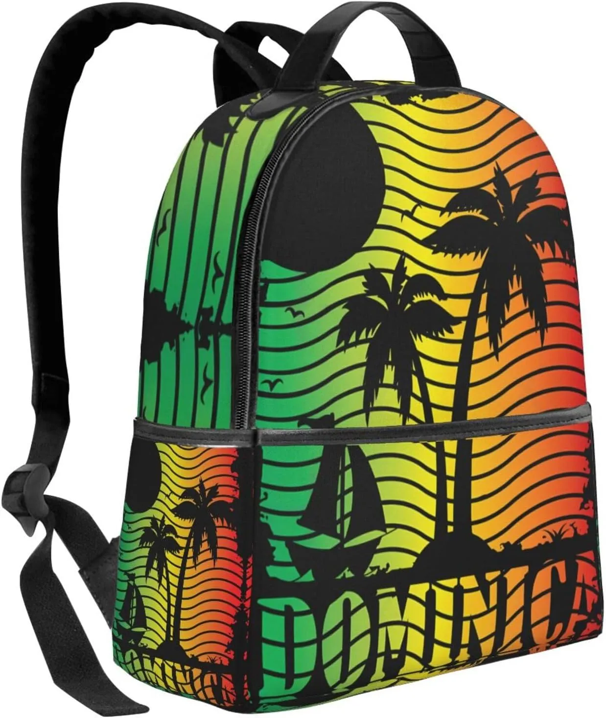 Dominica Island Scene Flag Casual Backpacks Laptop Backpack Carry-on Daypack Sports Travel Rucksack Lightweight Working Bag for Outdoor Hiking Cycling Walking