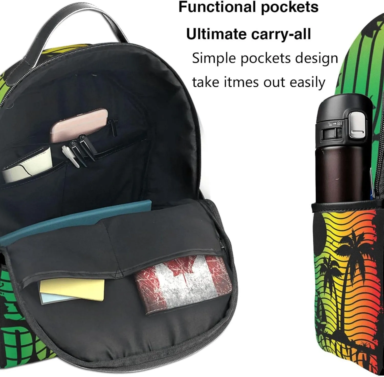 Dominica Island Scene Flag Casual Backpacks Laptop Backpack Carry-on Daypack Sports Travel Rucksack Lightweight Working Bag for Outdoor Hiking Cycling Walking