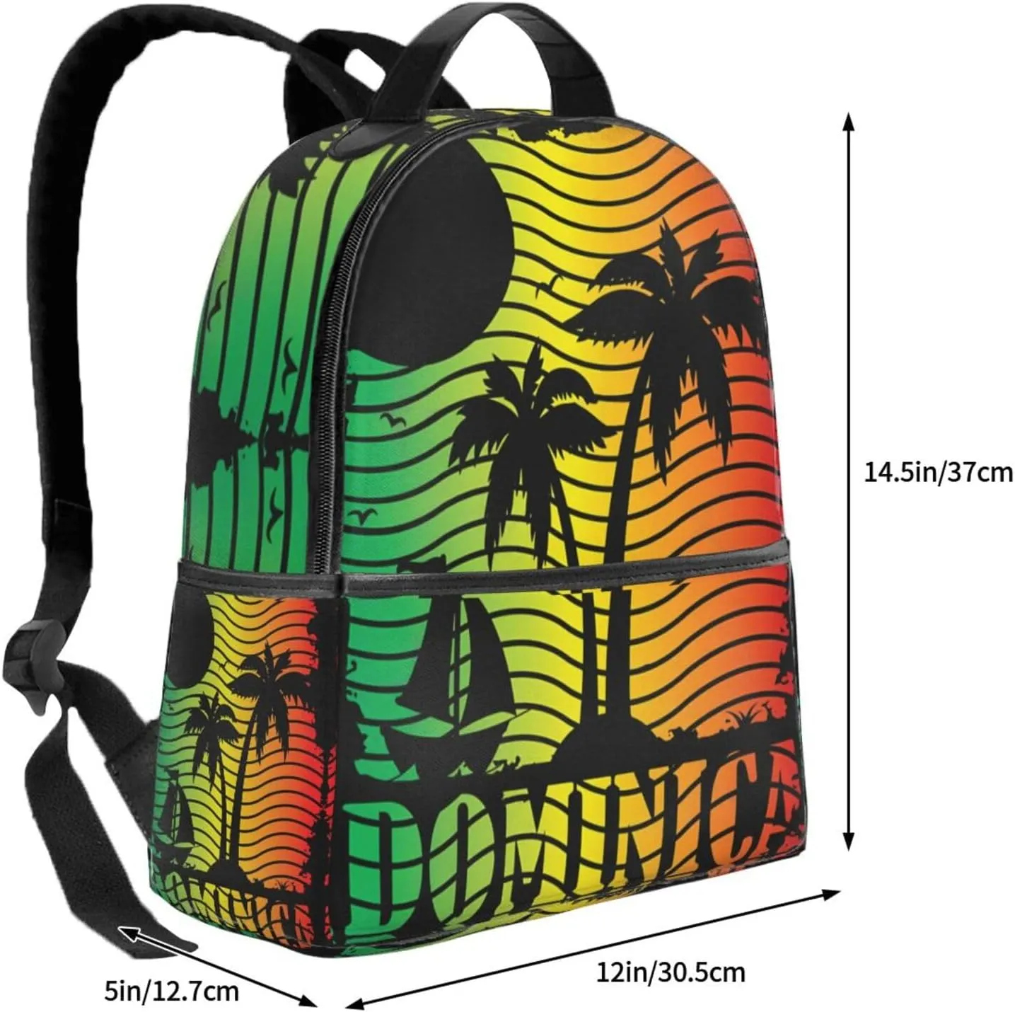 Dominica Island Scene Flag Casual Backpacks Laptop Backpack Carry-on Daypack Sports Travel Rucksack Lightweight Working Bag for Outdoor Hiking Cycling Walking