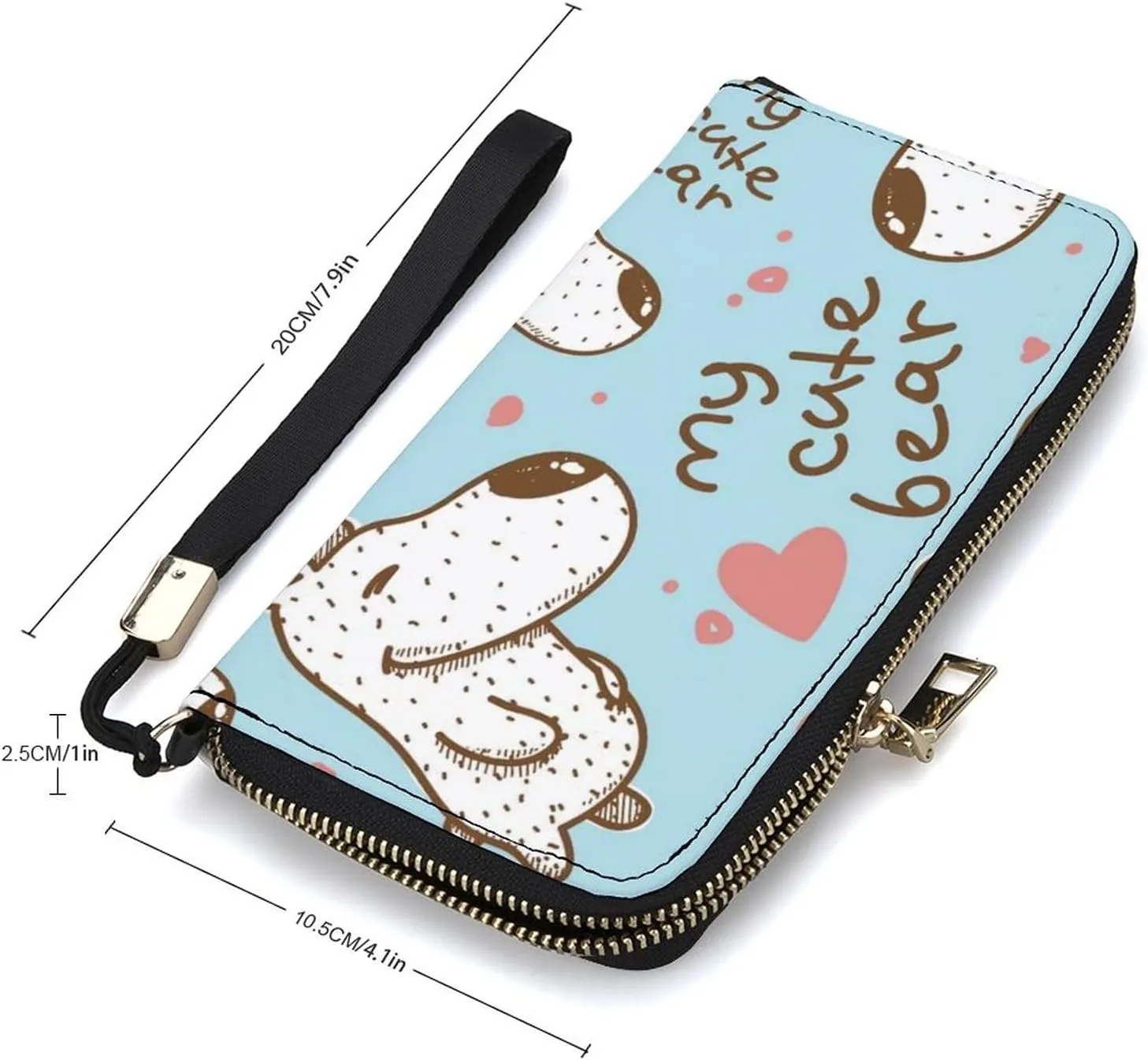 Donnapink Long Clutch Wallet, Long Handbag with Wristlet Strap, PU Leather Zip Purse