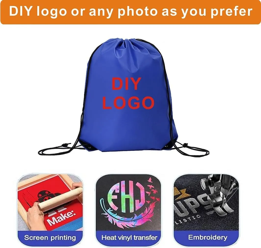 Drawstring Backpack Bulk 24Pcs Draw String Backpack Bags DIY Gym Sports Traveling Yoga Cinch Bag Sackpack Drawstring (royal blue bluenoye)