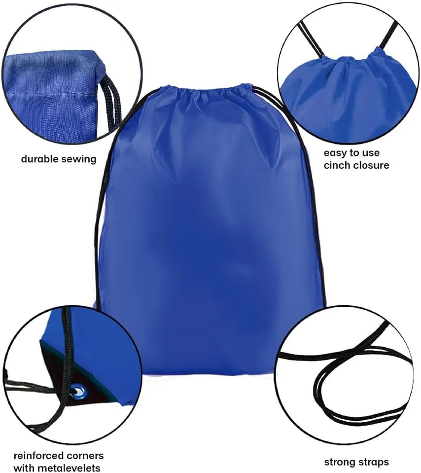 Drawstring Backpack Bulk 24Pcs Draw String Backpack Bags DIY Gym Sports Traveling Yoga Cinch Bag Sackpack Drawstring (royal blue bluenoye)