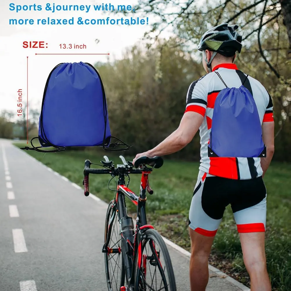 Drawstring Backpack Bulk 24Pcs Draw String Backpack Bags DIY Gym Sports Traveling Yoga Cinch Bag Sackpack Drawstring (royal blue bluenoye)