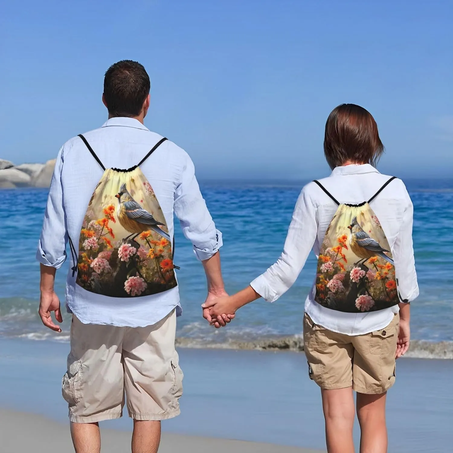 Drawstring Backpack Sackpack Foldable Sparrow Birds Sing Backpack String Bag Sports Gym Bag for Women Men