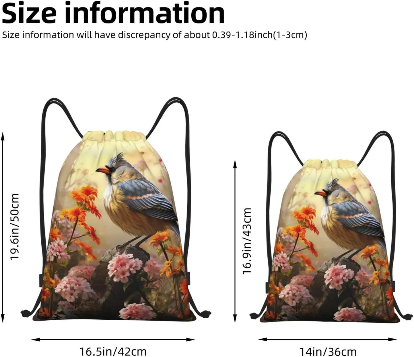 Drawstring Backpack Sackpack Foldable Sparrow Birds Sing Backpack String Bag Sports Gym Bag for Women Men