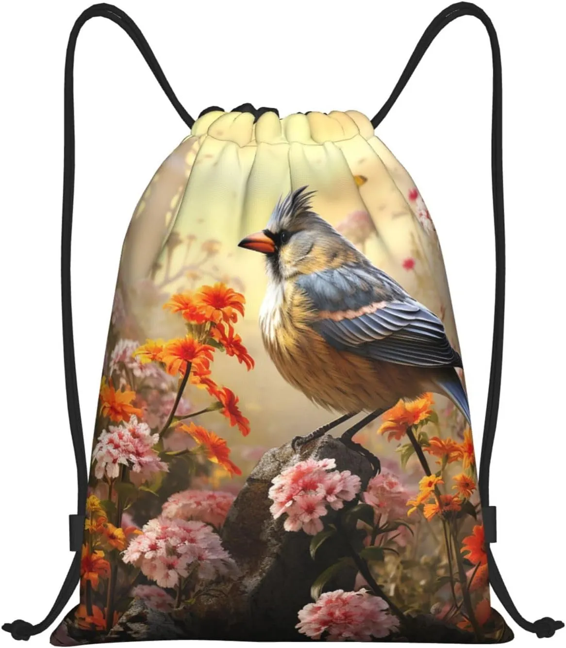 Drawstring Backpack Sackpack Foldable Sparrow Birds Sing Backpack String Bag Sports Gym Bag for Women Men