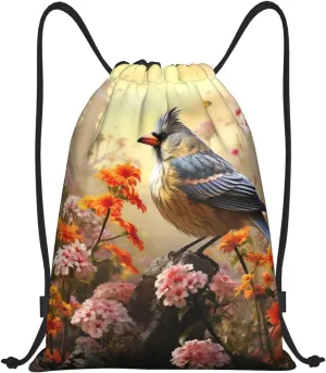 Drawstring Backpack Sackpack Foldable Sparrow Birds Sing Backpack String Bag Sports Gym Bag for Women Men