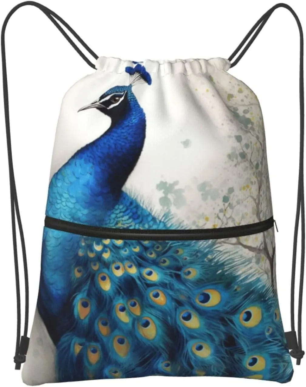 Drawstring Backpack Sports Gym Bags Blue Peacock Drawstring Bags for Men Women Beach Bag String Bag