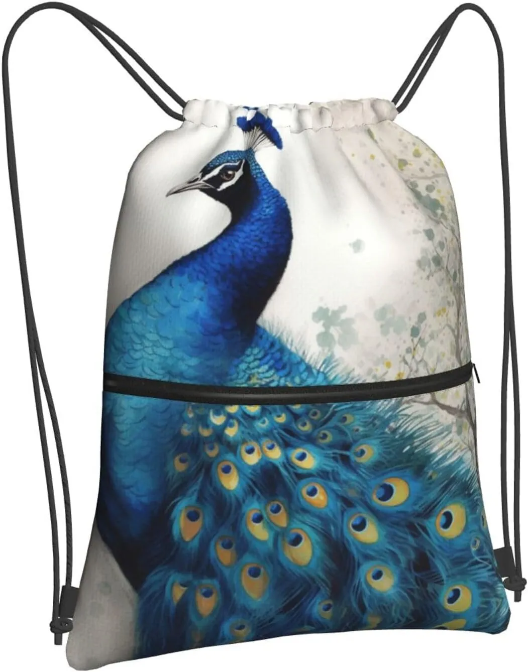 Drawstring Backpack Sports Gym Bags Blue Peacock Drawstring Bags for Men Women Beach Bag String Bag