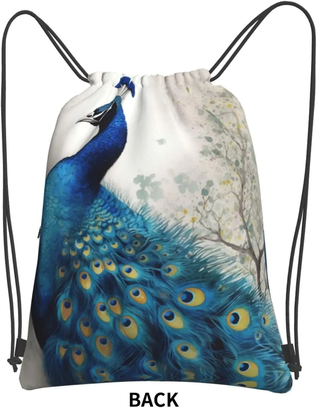 Drawstring Backpack Sports Gym Bags Blue Peacock Drawstring Bags for Men Women Beach Bag String Bag