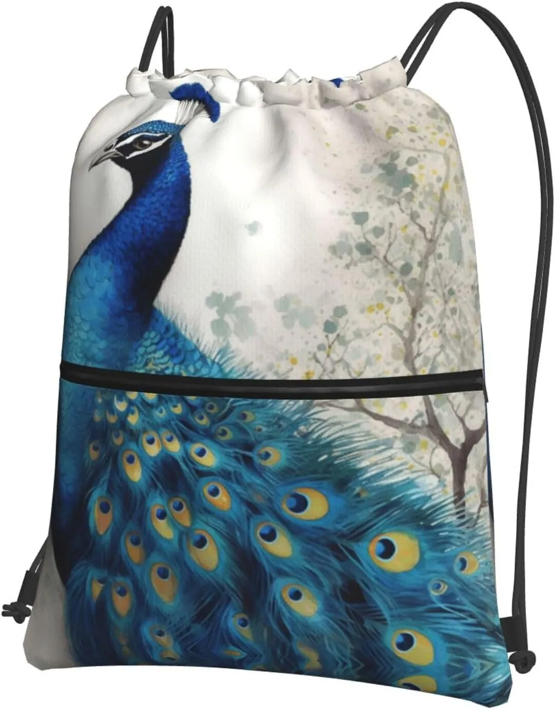 Drawstring Backpack Sports Gym Bags Blue Peacock Drawstring Bags for Men Women Beach Bag String Bag