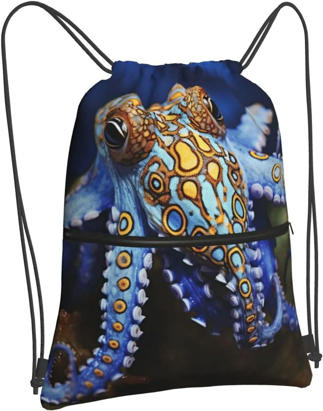 Drawstring Backpack Sports Gym Bags Blue Ringed Octopus Drawstring Bags for Men Women Beach Bag String Bag