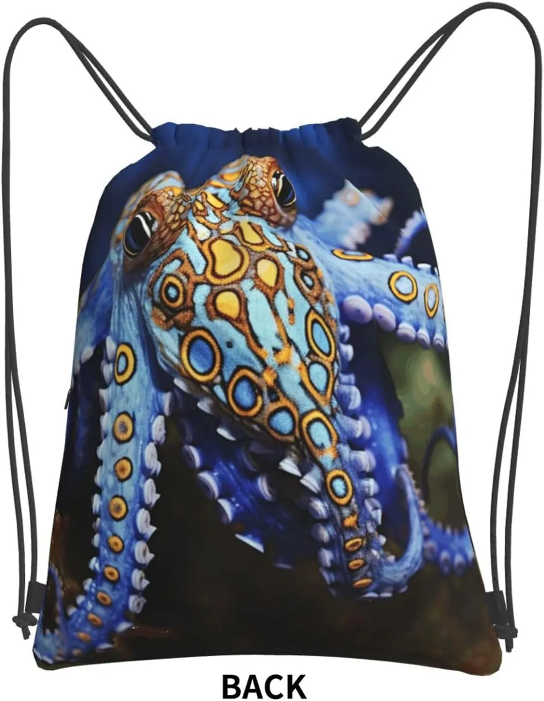 Drawstring Backpack Sports Gym Bags Blue Ringed Octopus Drawstring Bags for Men Women Beach Bag String Bag