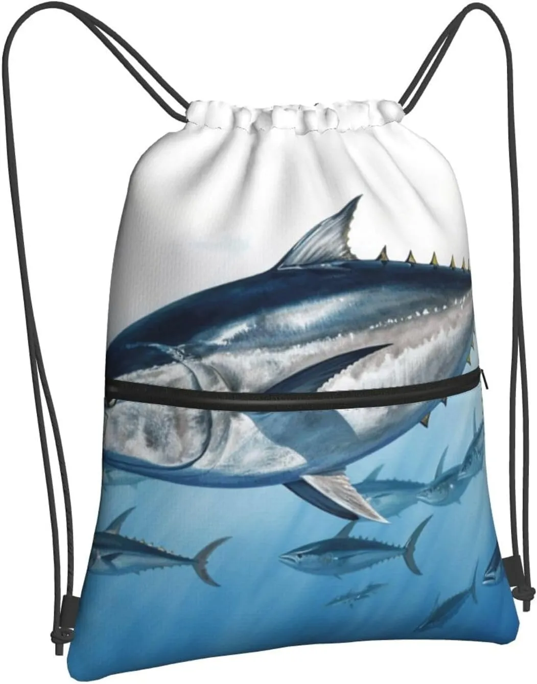 Drawstring Backpack Sports Gym Bags Bluefin Tuna Thunnus Drawstring Bags for Men Women Beach Bag String Bag