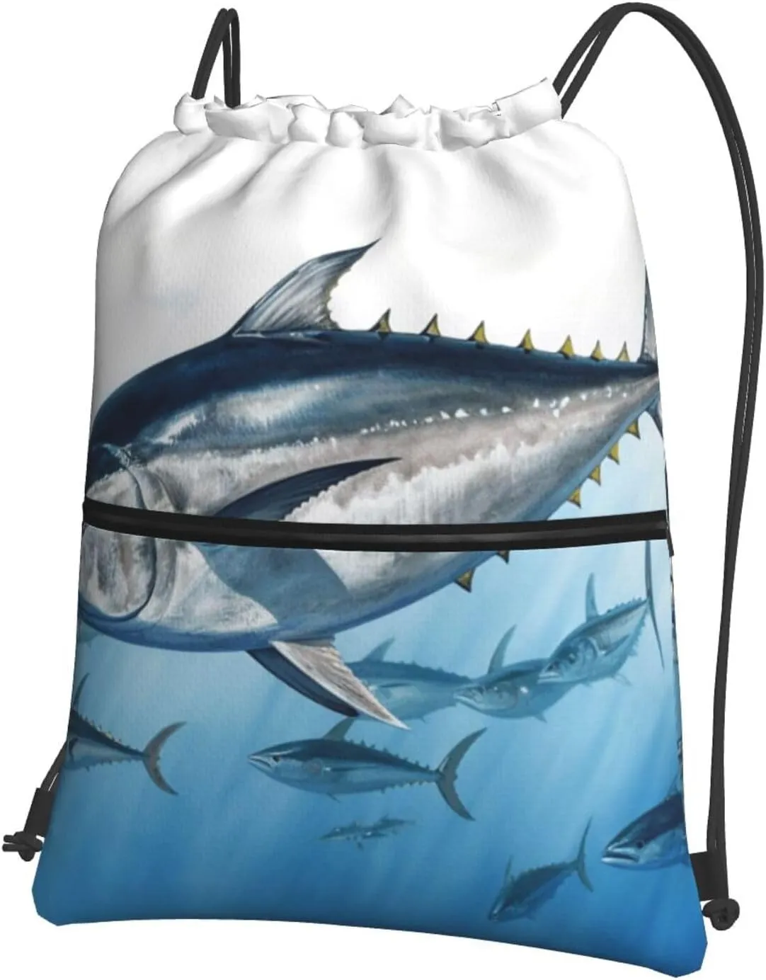 Drawstring Backpack Sports Gym Bags Bluefin Tuna Thunnus Drawstring Bags for Men Women Beach Bag String Bag