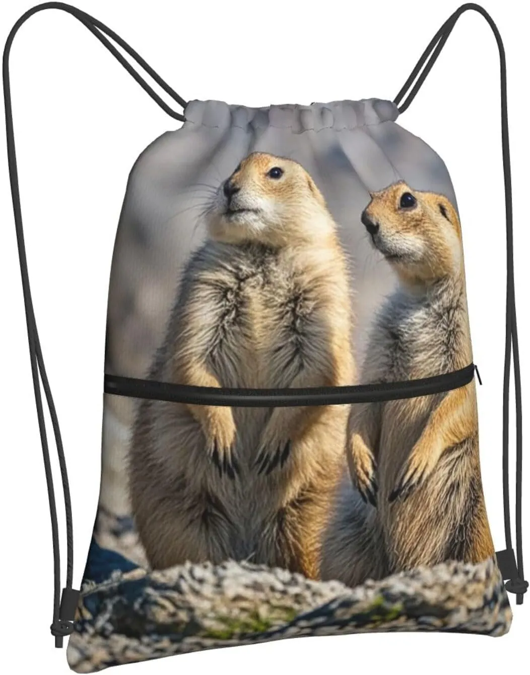 Drawstring Backpack Sports Gym Bags Two Prairie Dogs Drawstring Bags for Men Women Beach Bag String Bag