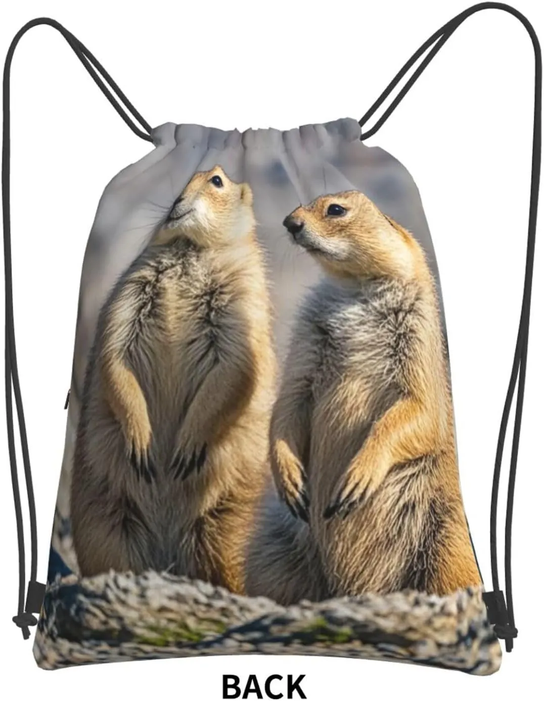 Drawstring Backpack Sports Gym Bags Two Prairie Dogs Drawstring Bags for Men Women Beach Bag String Bag