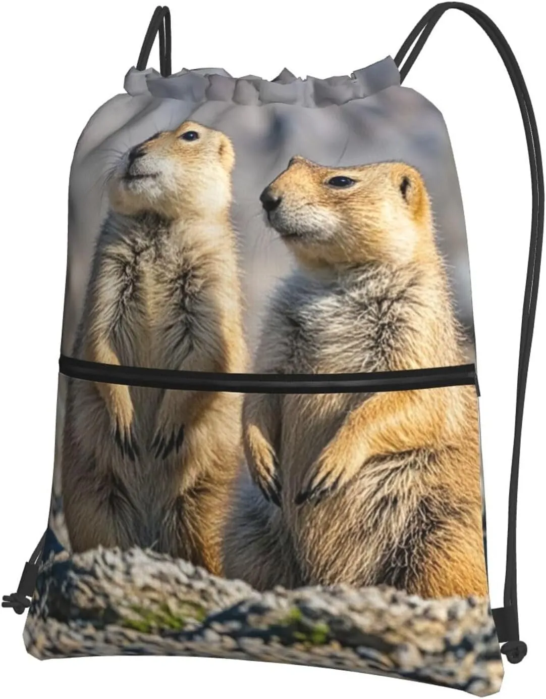 Drawstring Backpack Sports Gym Bags Two Prairie Dogs Drawstring Bags for Men Women Beach Bag String Bag