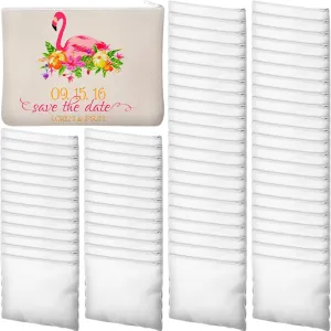 Eccliy 70 Pieces Sublimation Blank Canvas Makeup Bags Bulk Blank DIY Heat Transfer Cosmetic Makeup Bags Canvas Pen Case Pencil Bags Sublimation Pouch with Zipper(4.33 x 7.09 Inch,White)