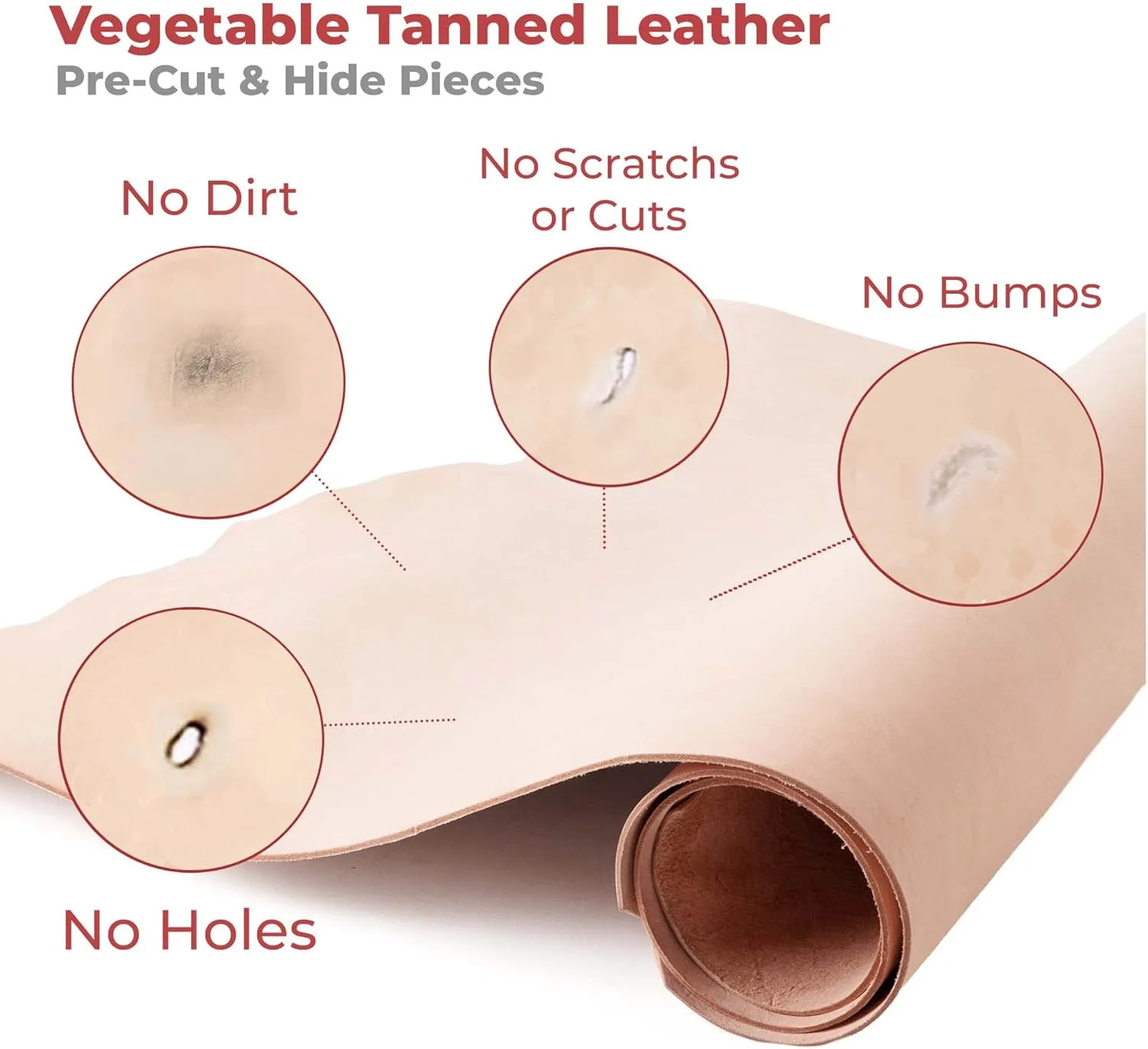 ELW 2-3 oz (1-1.4mm) Thickness Weight 12"x24" Vegetable Tanned Leather Cowhide Grade AB Full Grain Leather for Tooling, Carving, Engraving, Molding, Embossing, Stamping, & Dyeing
