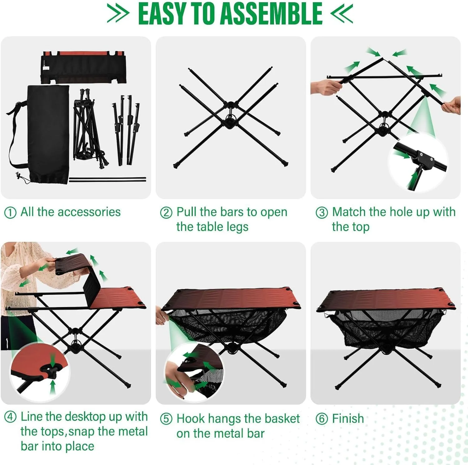 Emelivor Black Red Gradient Folding Camping Table Portable Beach Table with Carry Bag Small Foldable Table for Camping Outdoor Picnic Travel Cooking