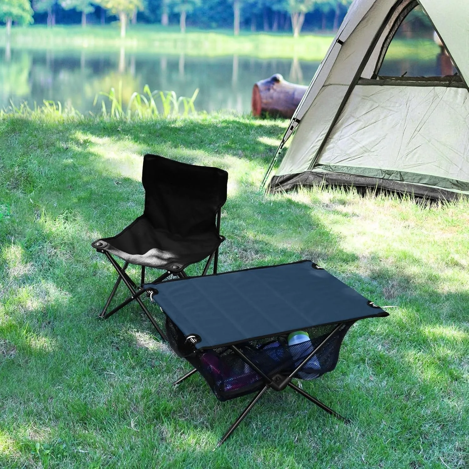 Emelivor Blue Folding Camping Table Portable Beach Table with Carry Bag Small Foldable Table for Camping Fishing Picnic Garden Outdoor