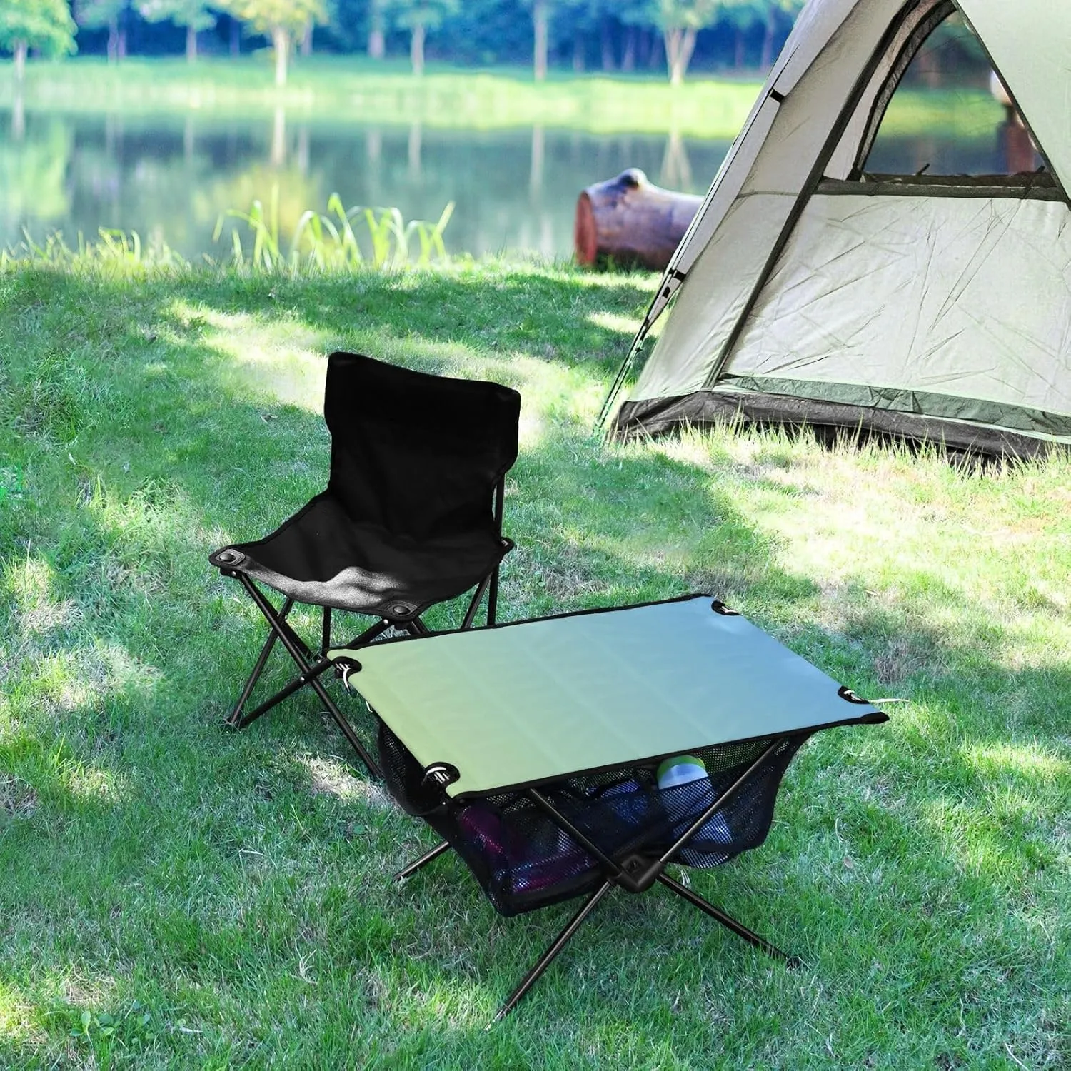 Emelivor Blue Gradient Folding Camping Table Portable Beach Table with Carry Bag Small Picnic Table for Outdoor Hiking Camping Picnic Travel