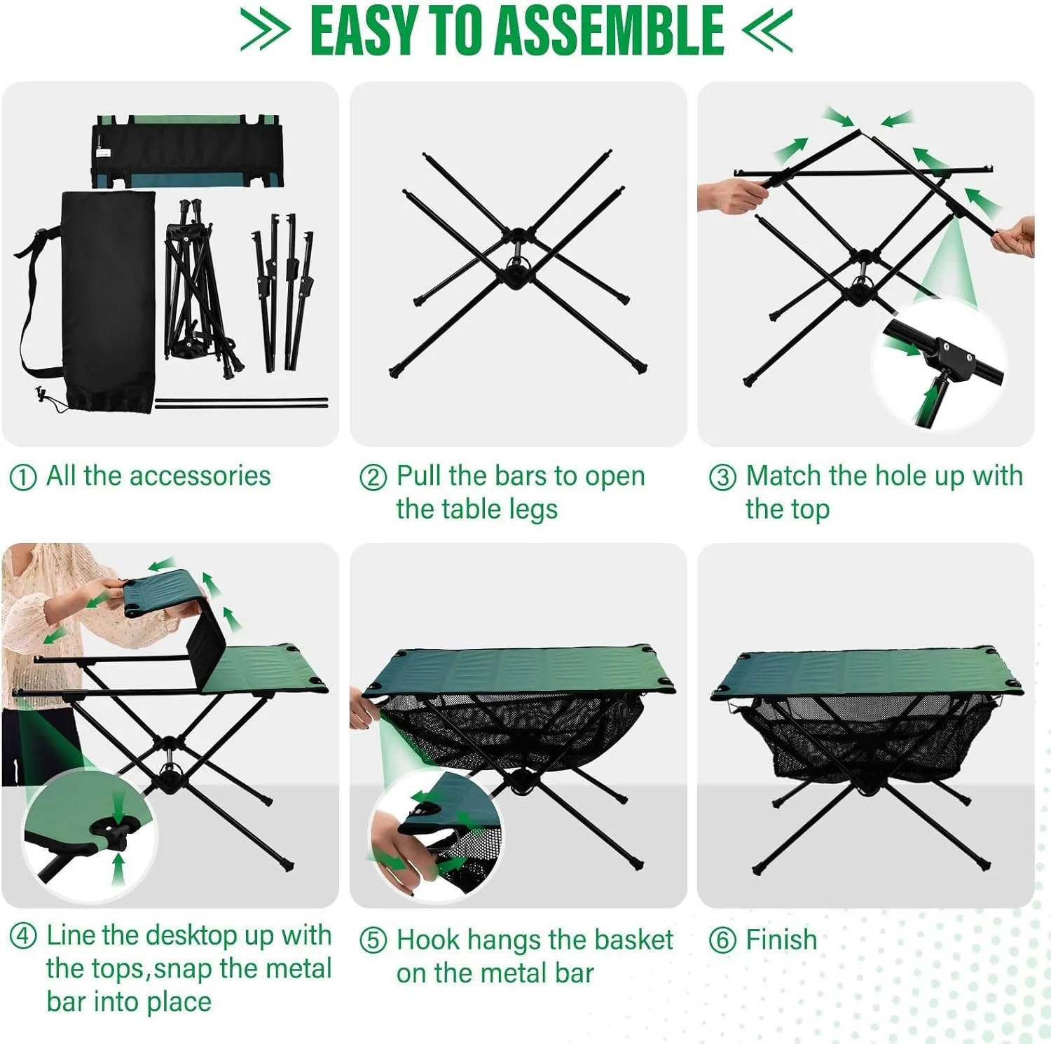 Emelivor Blue Gradient Folding Camping Table Portable Beach Table with Carry Bag Small Picnic Table for Picnic Outdoor Fishing Camping Travel