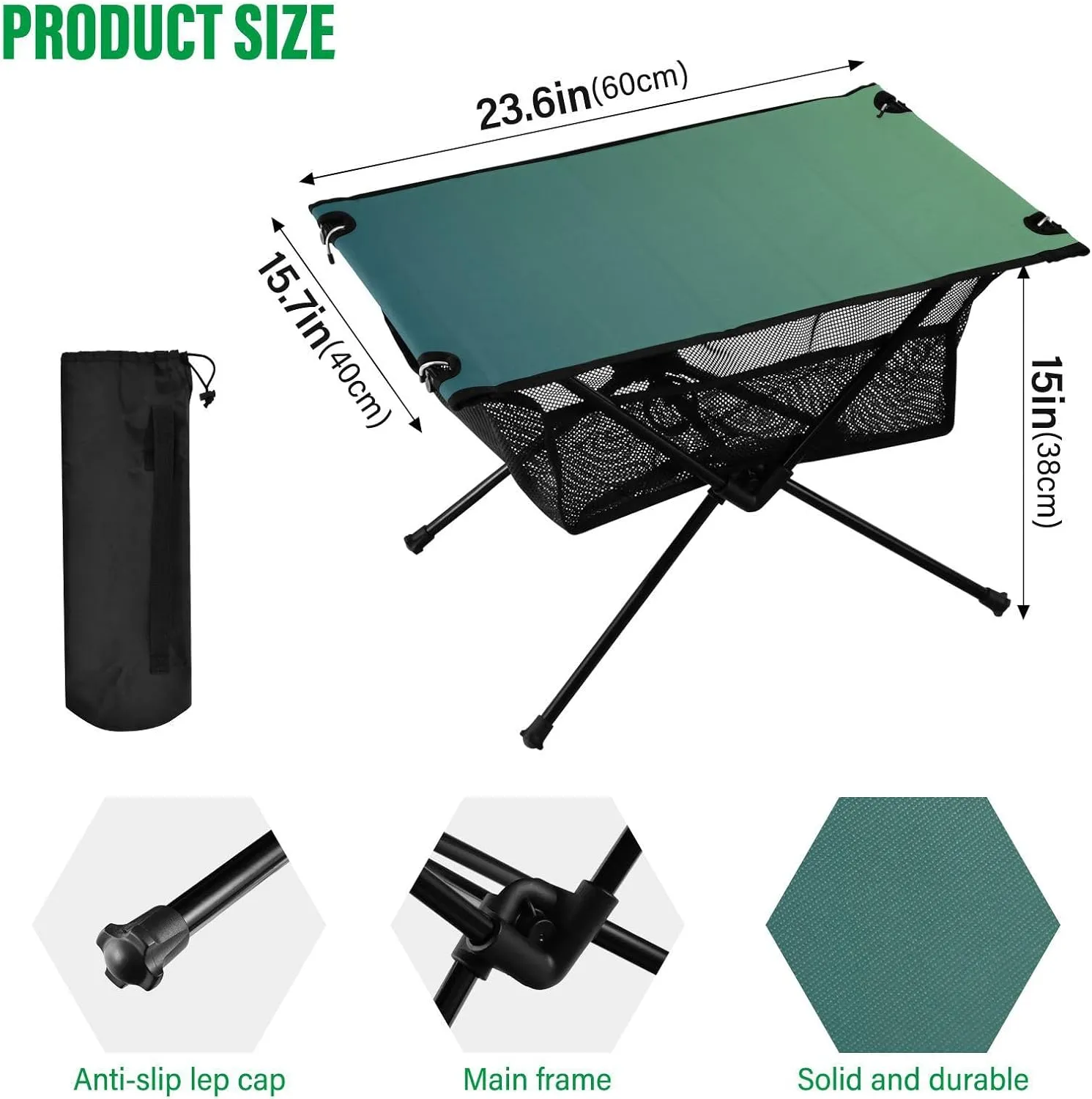 Emelivor Blue Gradient Folding Camping Table Portable Beach Table with Carry Bag Small Picnic Table for Picnic Outdoor Fishing Camping Travel