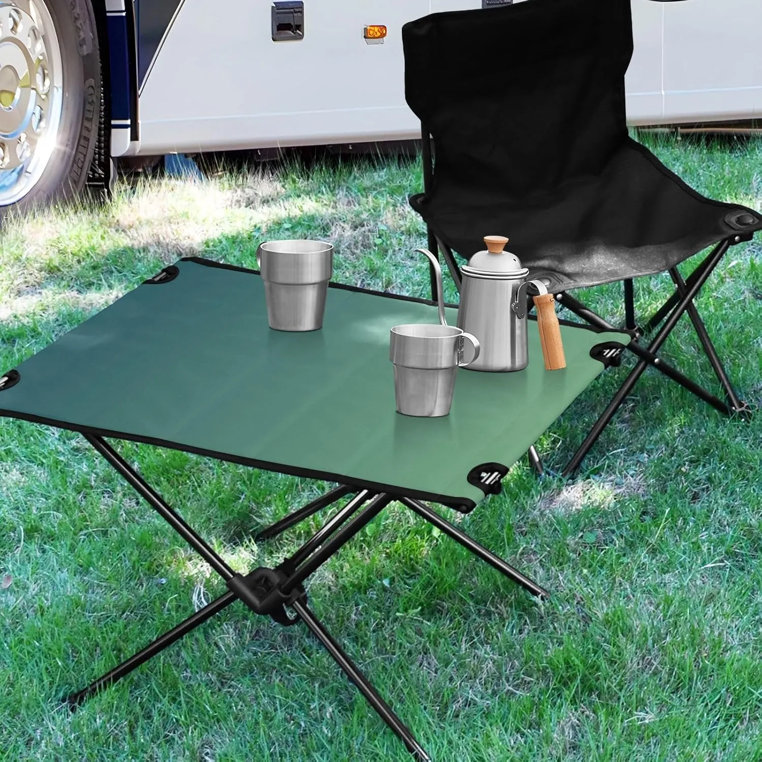 Emelivor Blue Gradient Folding Camping Table Portable Beach Table with Carry Bag Small Picnic Table for Picnic Outdoor Fishing Camping Travel