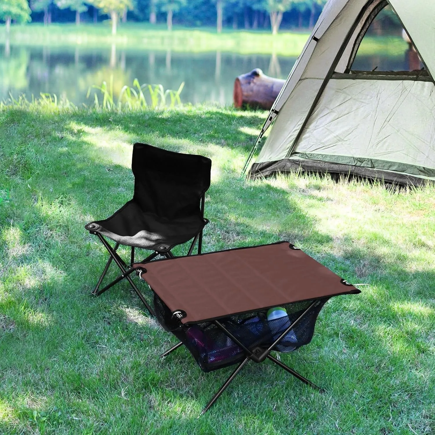 Emelivor Burgundy Dark Red Folding Camping Table Portable Beach Table with Carry Bag Small Camping Side Table for Outdoor Camping Hiking Picnic Travel