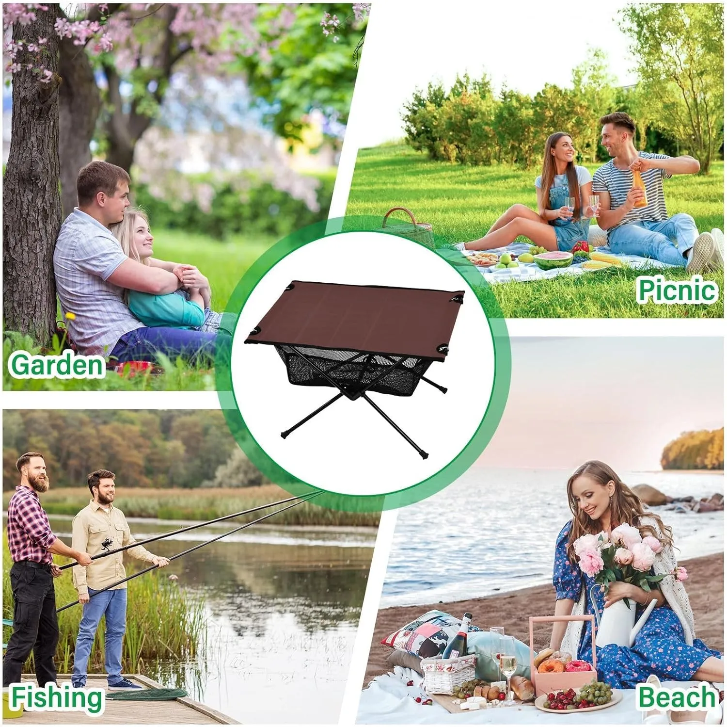 Emelivor Burgundy Dark Red Folding Camping Table Portable Beach Table with Carry Bag Small Camping Side Table for Outdoor Camping Hiking Picnic Travel