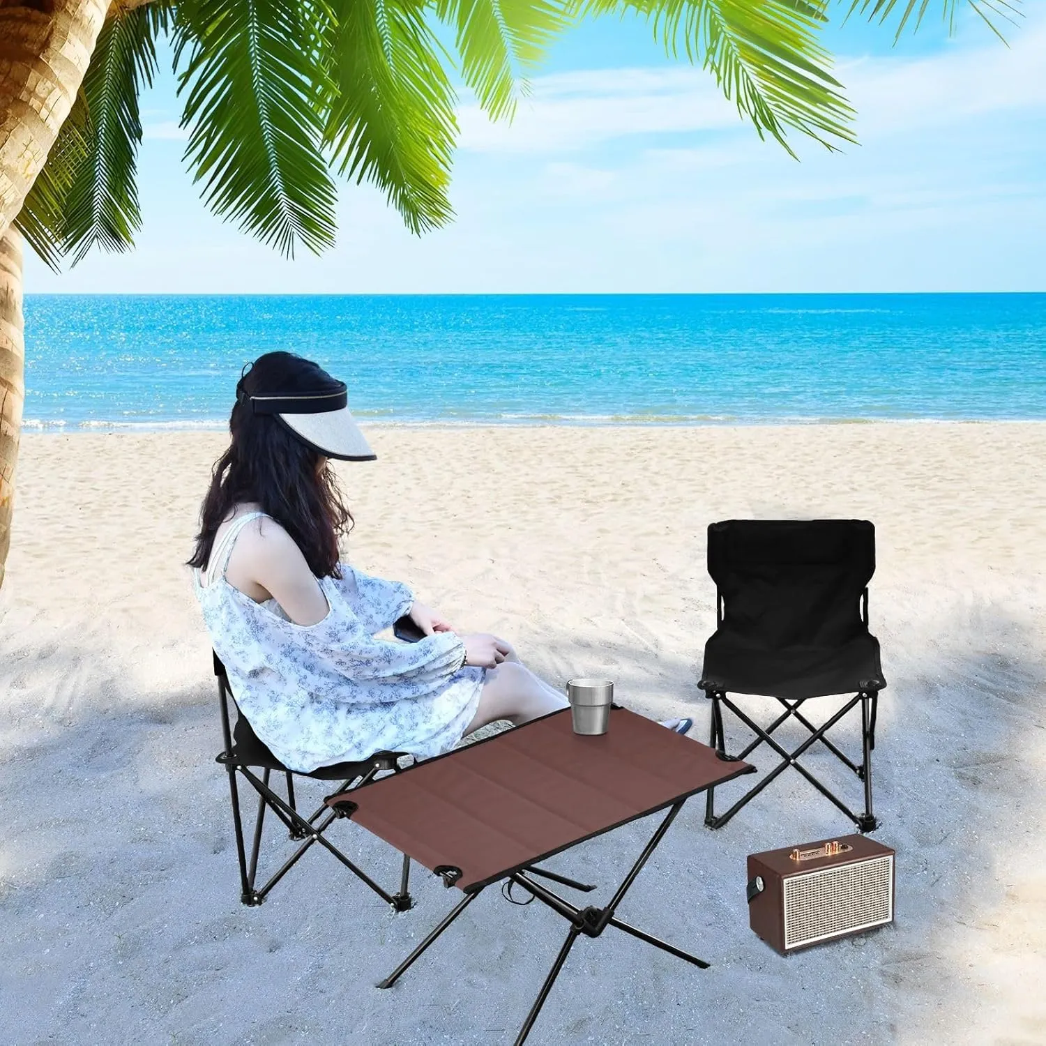 Emelivor Burgundy Dark Red Folding Camping Table Portable Beach Table with Carry Bag Small Camping Side Table for Outdoor Camping Hiking Picnic Travel