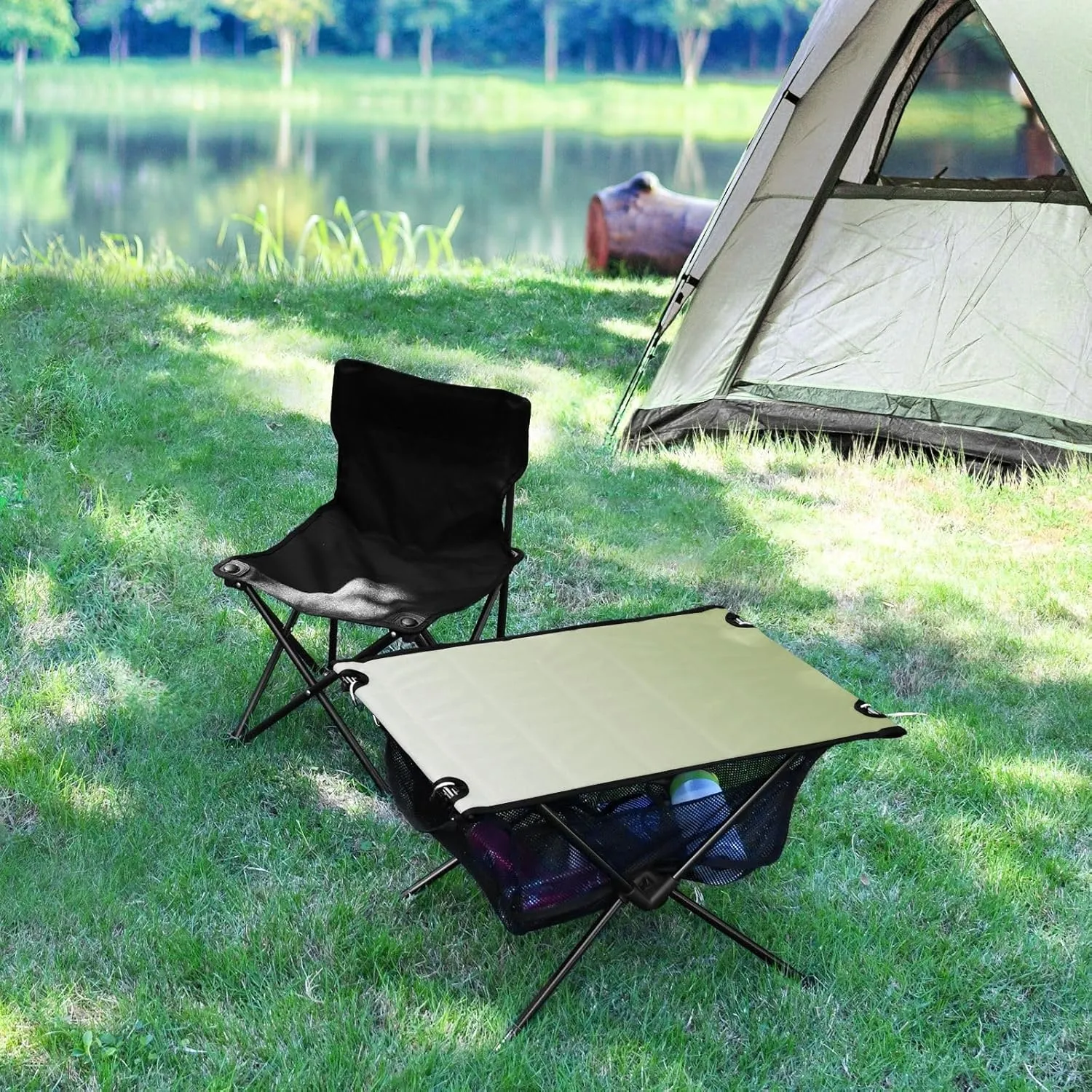 Emelivor Cyan Blue Gradient Folding Camping Table Portable Beach Table with Carry Bag Small Card Table for Camping Hiking Fishing Garden Outdoor