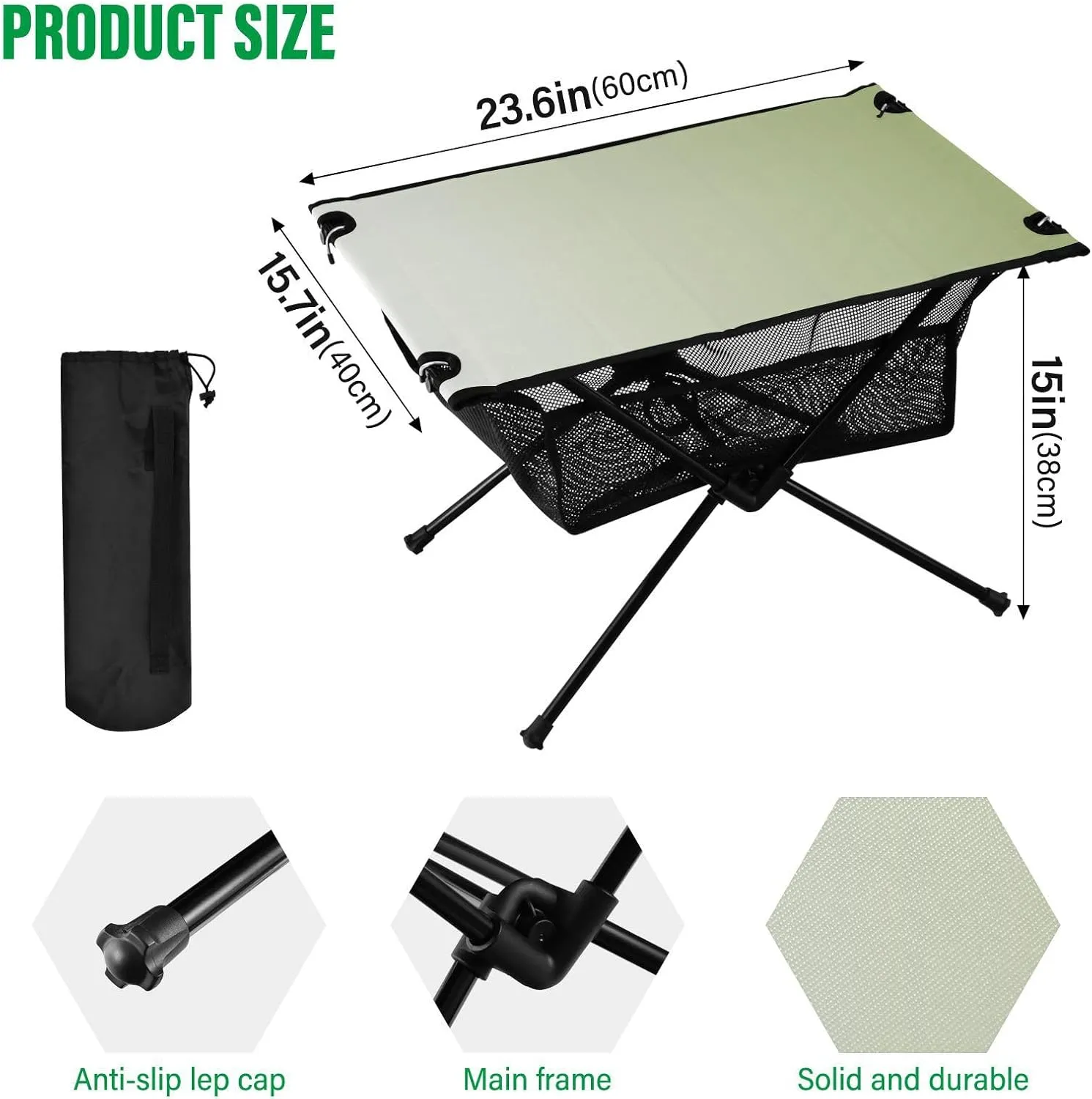 Emelivor Cyan Blue Gradient Folding Camping Table Portable Beach Table with Carry Bag Small Card Table for Camping Hiking Fishing Garden Outdoor