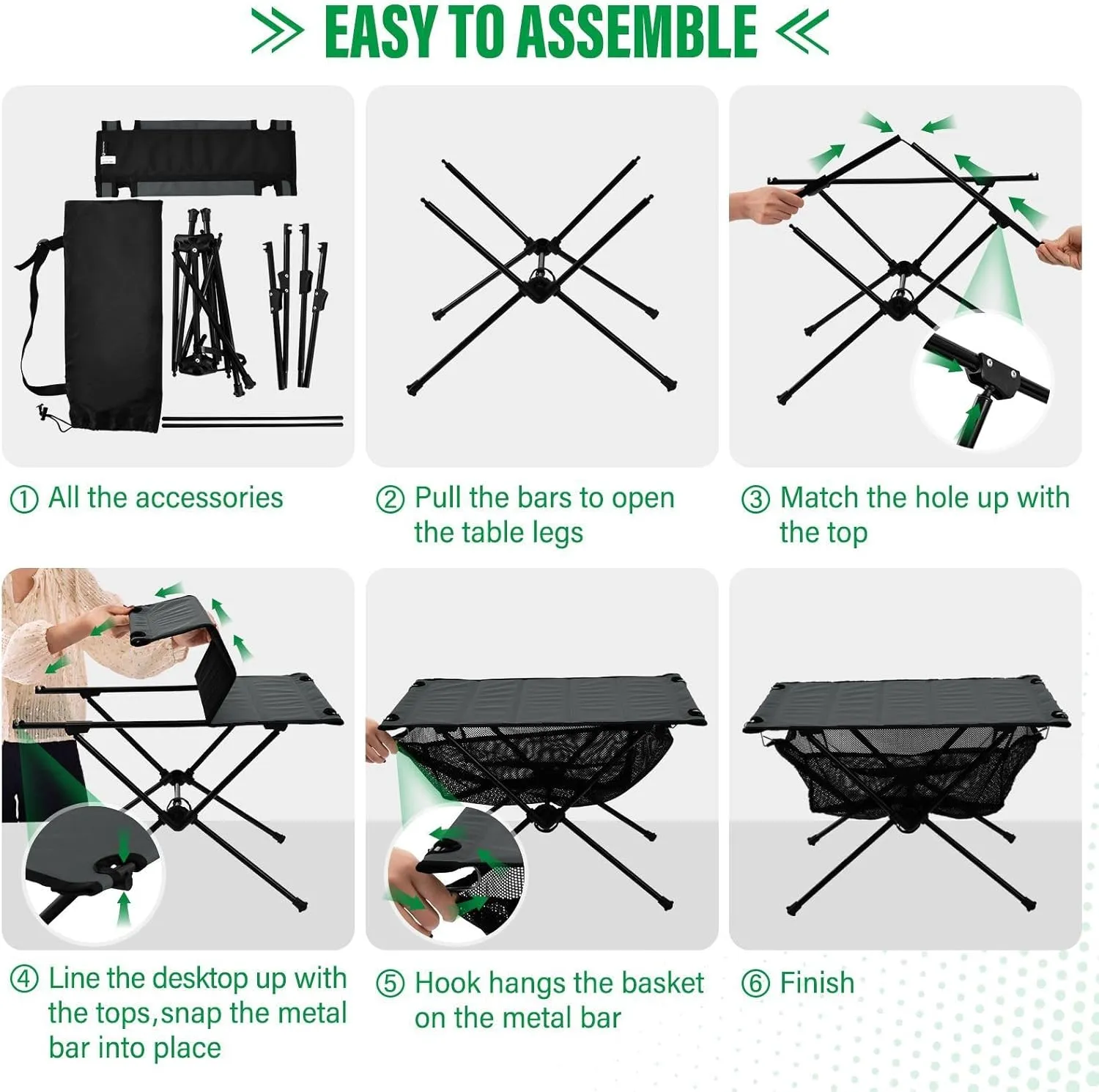 Emelivor Dark Gray Black Folding Camping Table Portable Beach Table with Carry Bag Small Foldable Table for Outdoor Picnic Camping Travel Fishing