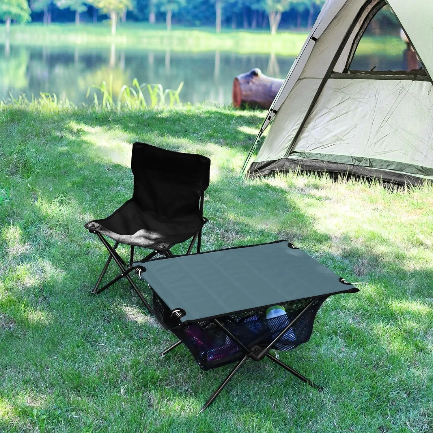 Emelivor Deep Blue Folding Camping Table Portable Beach Table with Carry Bag Small Foldable Table for Outdoor Camping Hiking Picnic Travel