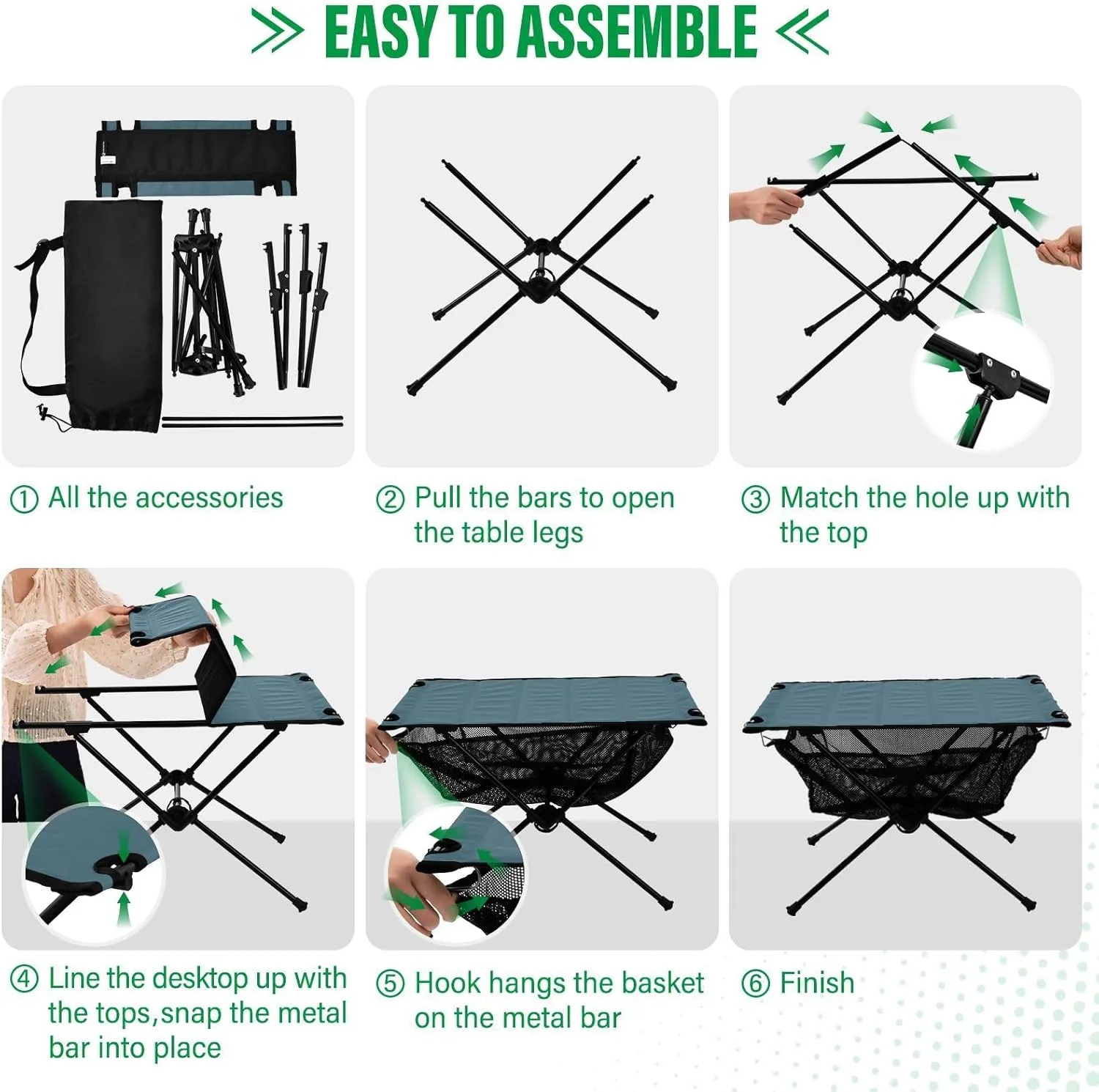 Emelivor Deep Blue Folding Camping Table Portable Beach Table with Carry Bag Small Foldable Table for Outdoor Camping Hiking Picnic Travel