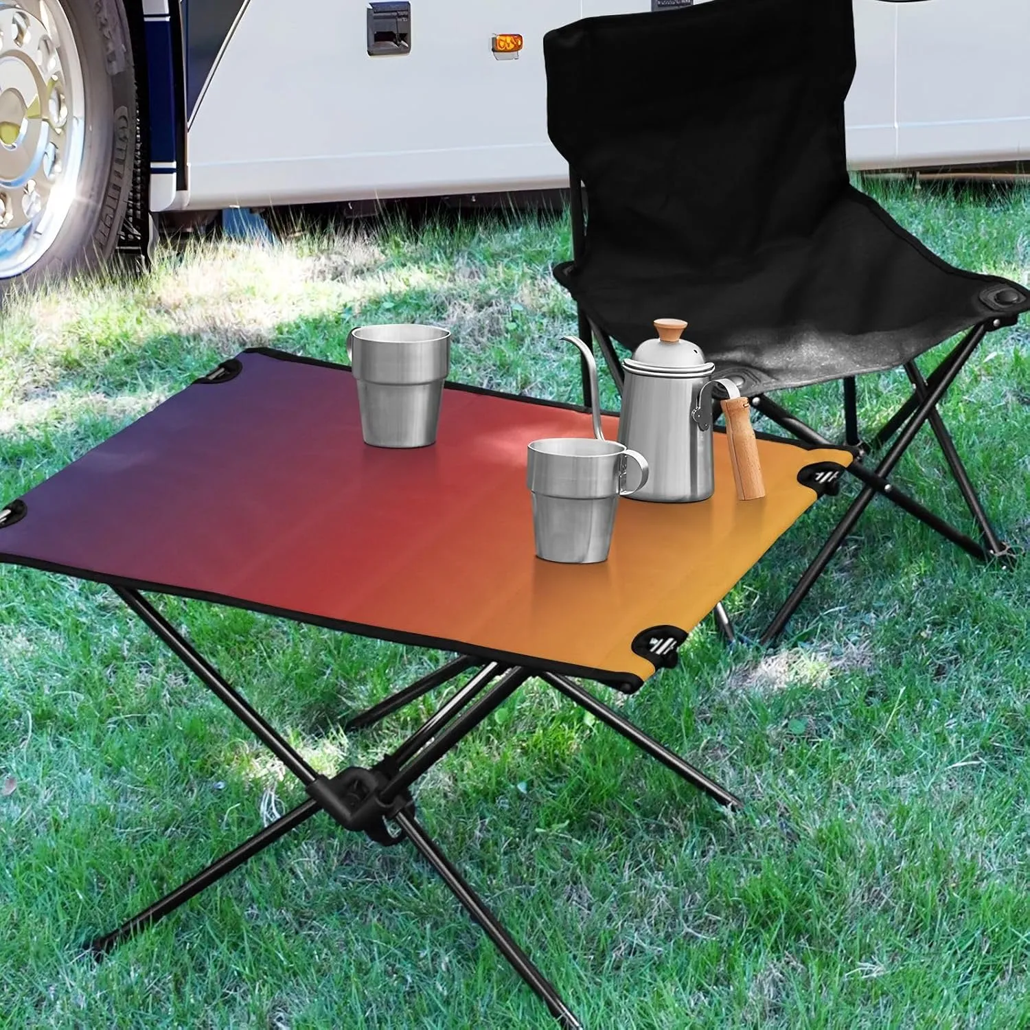 Emelivor Gradient Folding Camping Table Portable Beach Table with Carry Bag Small Camp Tables for Camping Picnic Garden Fishing Hiking