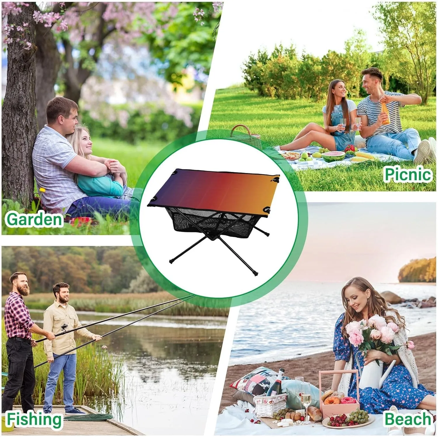 Emelivor Gradient Folding Camping Table Portable Beach Table with Carry Bag Small Camp Tables for Camping Picnic Garden Fishing Hiking