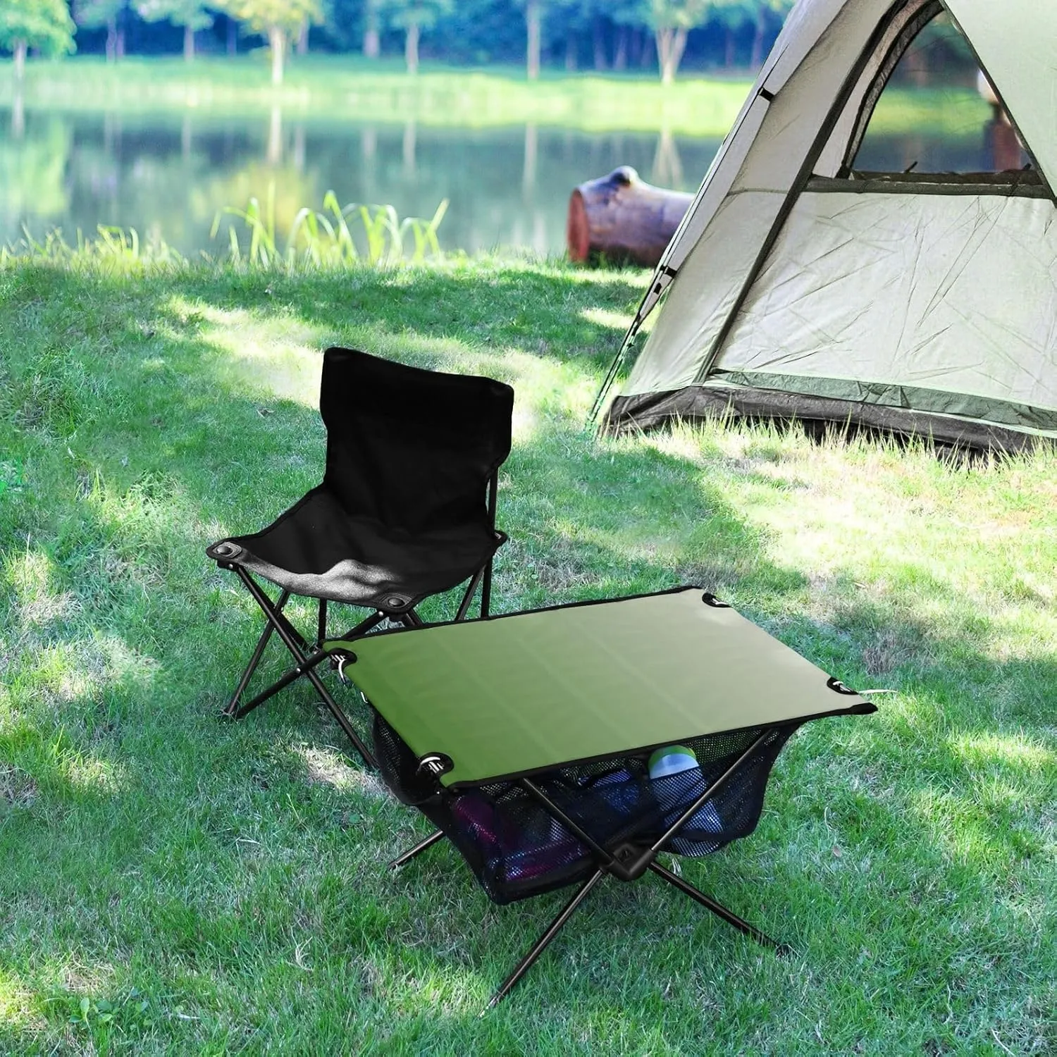 Emelivor Green Gradient Folding Camping Table Portable Beach Table with Carry Bag Small Craft Table for Camping Outdoor Picnic Travel Cooking