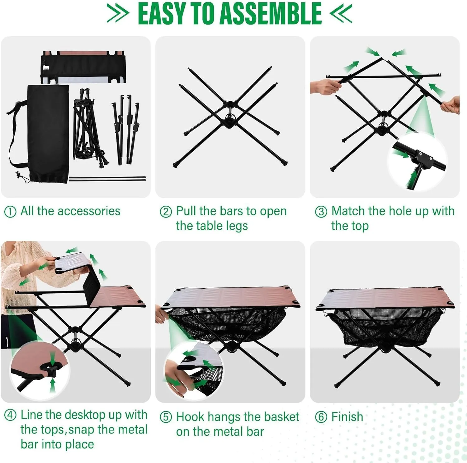Emelivor Pink Gradient Folding Camping Table Portable Beach Table with Carry Bag Small Foldable Table for Camping Hiking Picnic Cooking Travel