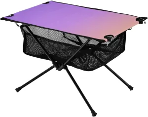Emelivor Purple Gradient Folding Camping Table Portable Beach Table with Carry Bag Small Collapsible Table for Picnic Camping Outdoor Travel Hiking