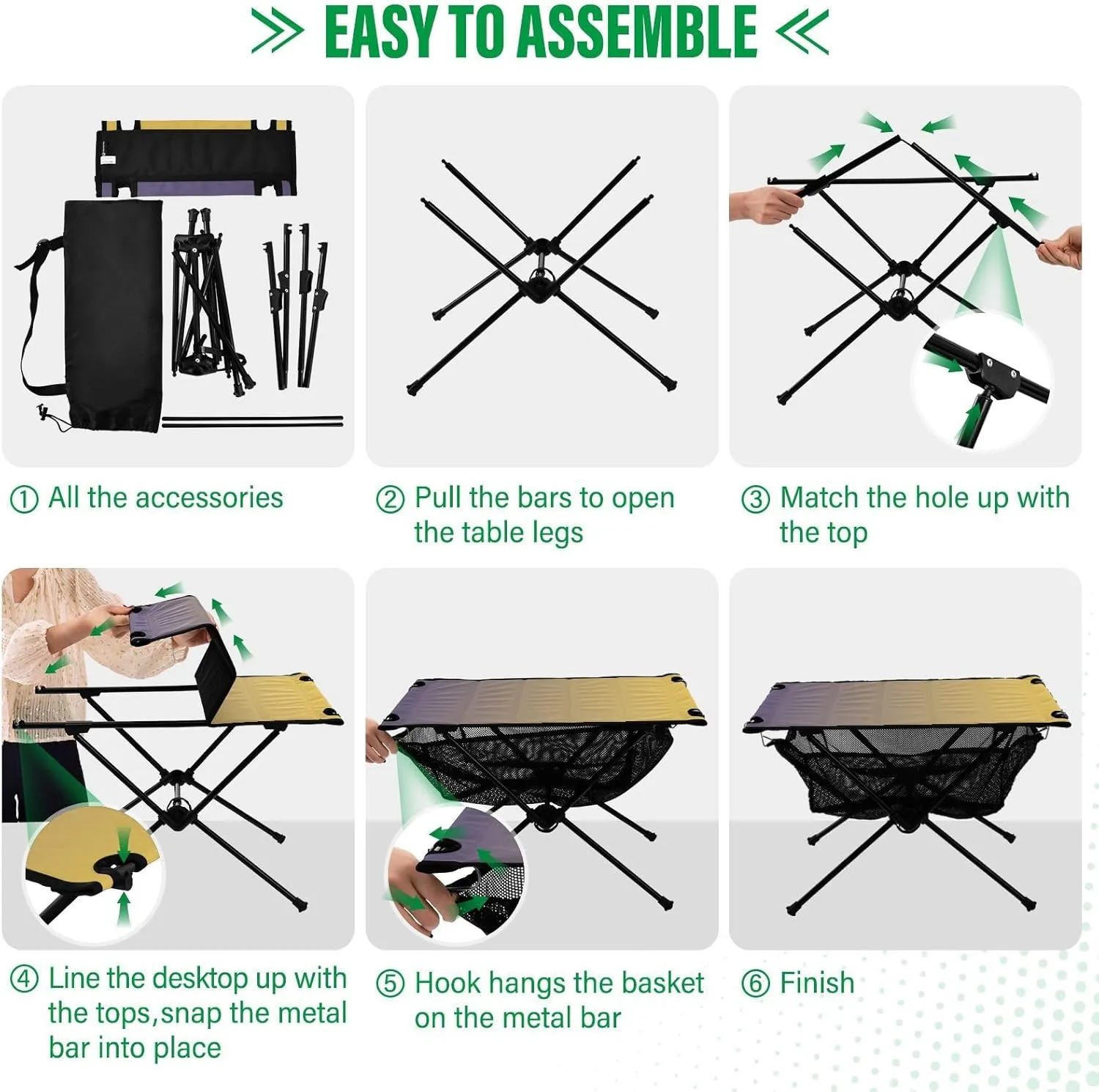 Emelivor Purple Yellow Gradient Folding Camping Table Portable Beach Table with Carry Bag Small Craft Table for Picnic Outdoor Fishing Camping Travel