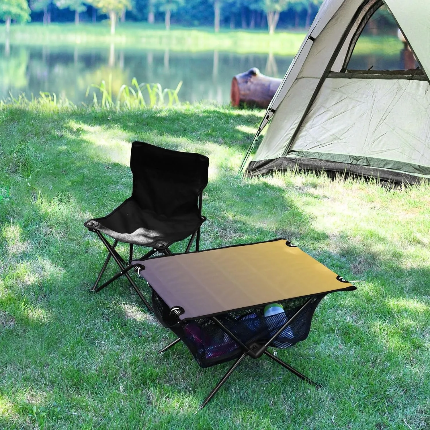 Emelivor Purple Yellow Gradient Folding Camping Table Portable Beach Table with Carry Bag Small Craft Table for Picnic Outdoor Fishing Camping Travel