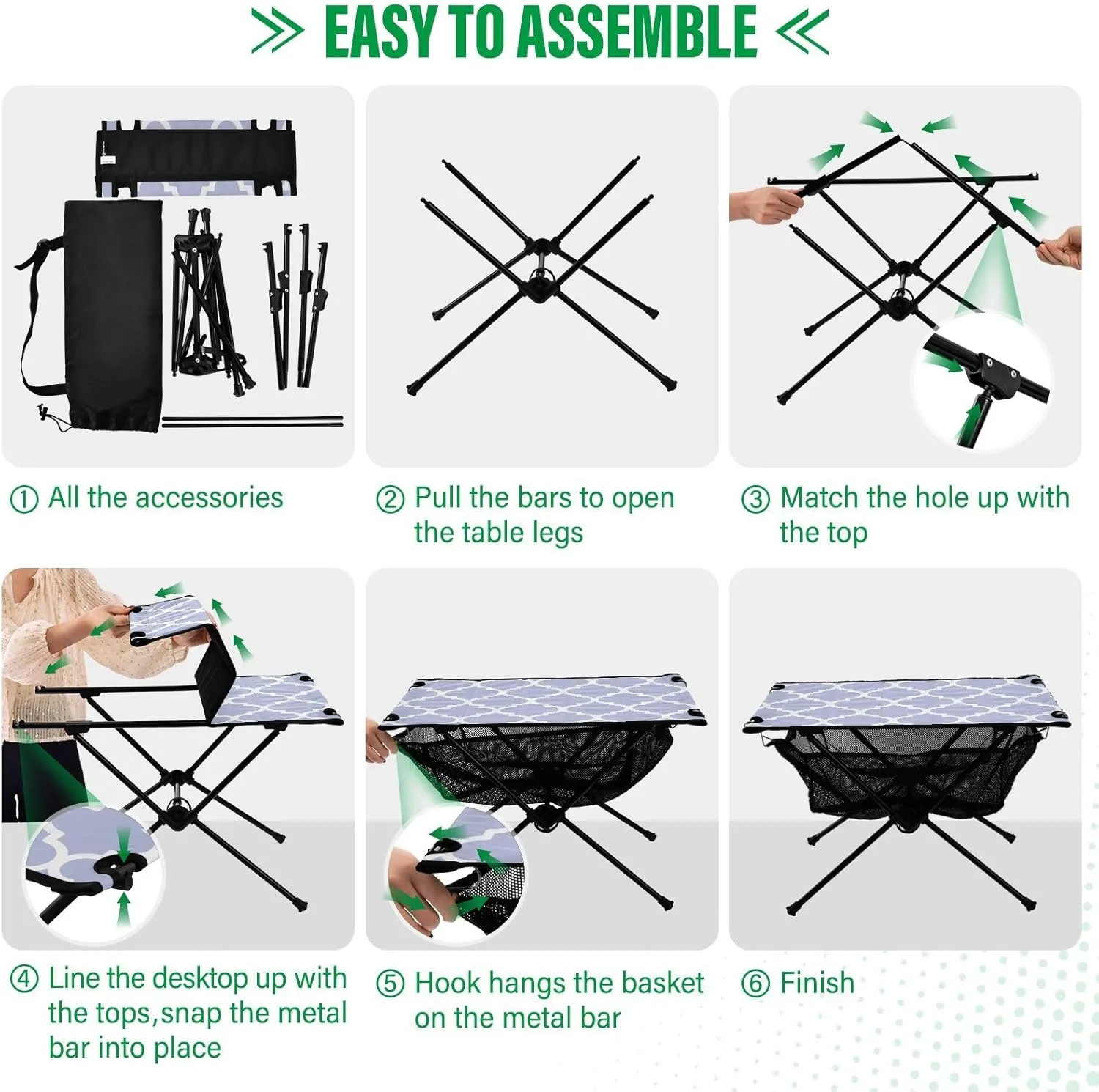 Emelivor Wisteria Purple Geometric Morocco Folding Camping Table Portable Beach Table with Carry Bag Small Craft Table for Camping Hiking Picnic Cooking Travel