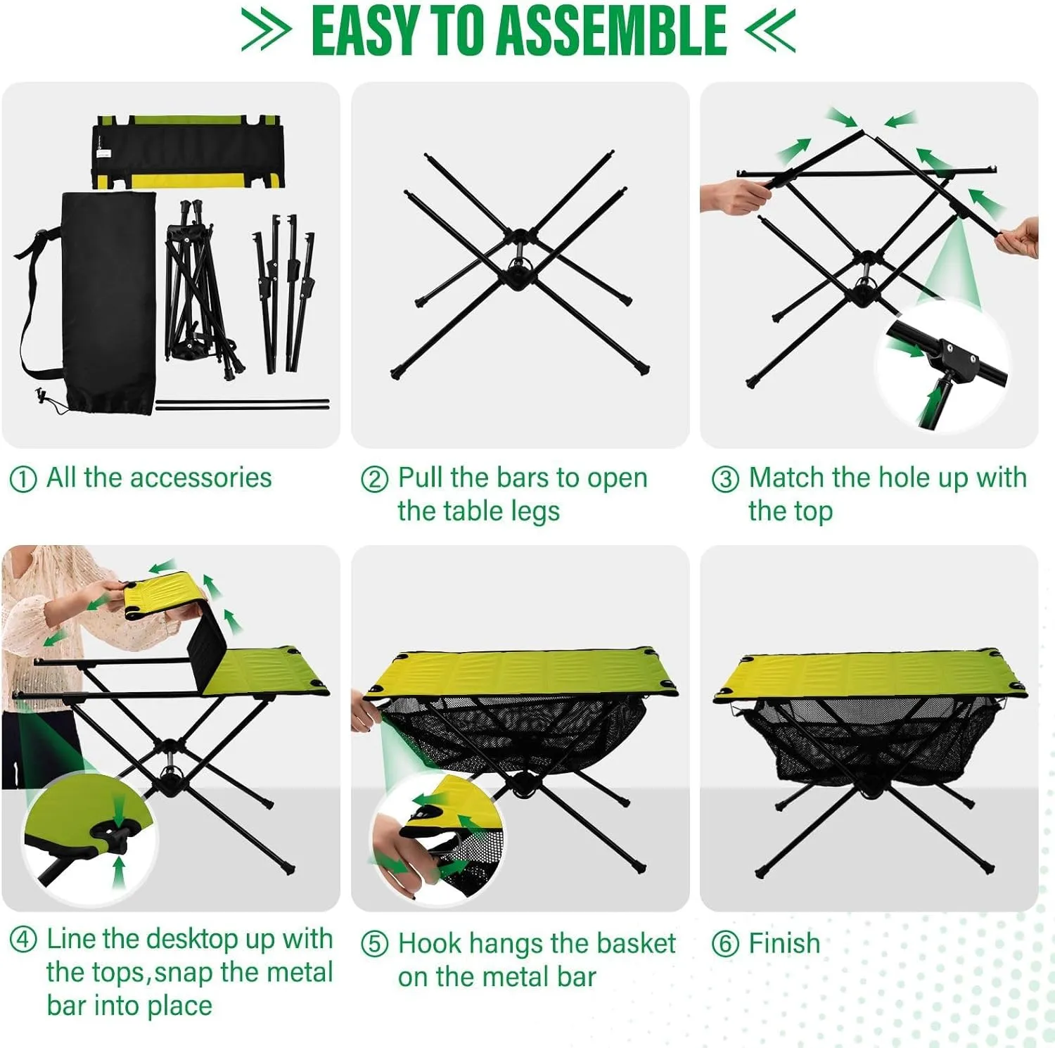 Emelivor Yellow Gradient Folding Camping Table Portable Beach Table with Carry Bag Small Foldable Table for Outdoor Picnic Camping Travel Fishing